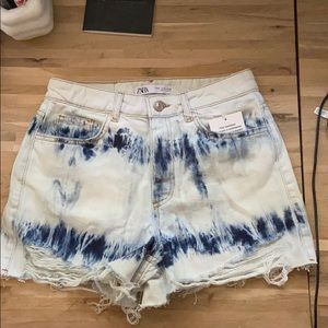 Zara high waisted tie-dye shorts